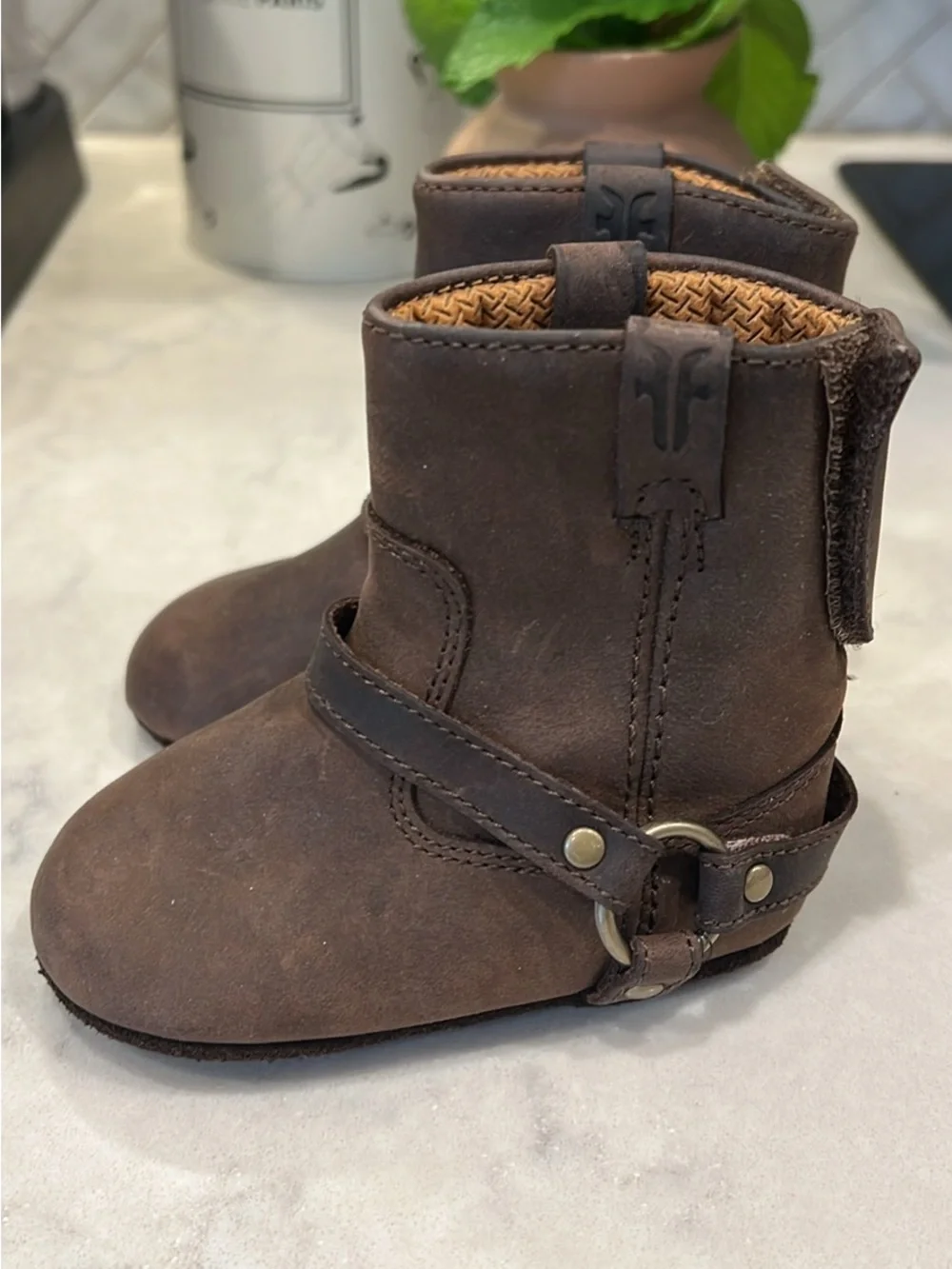 Frye Toddler Brown Leather Harness Boots
